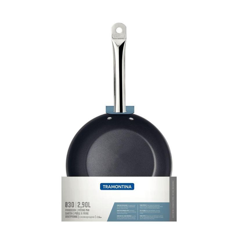 Frigideira Professional Rasa Aço Inox Fundo Triplo Antiaderente 2,9l 30cm Tramontina - imagem 3