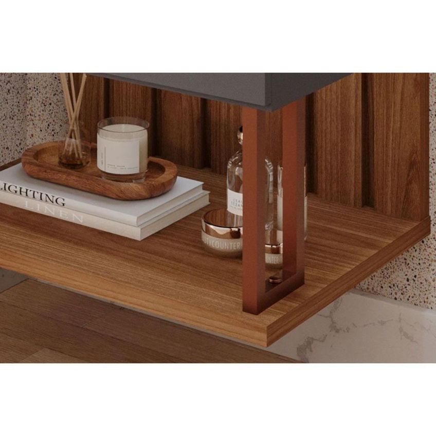 Gabinete De Banheiro Duna Balcão 1 Porta MDF 60cm Pistache Freijó MGM - imagem 5