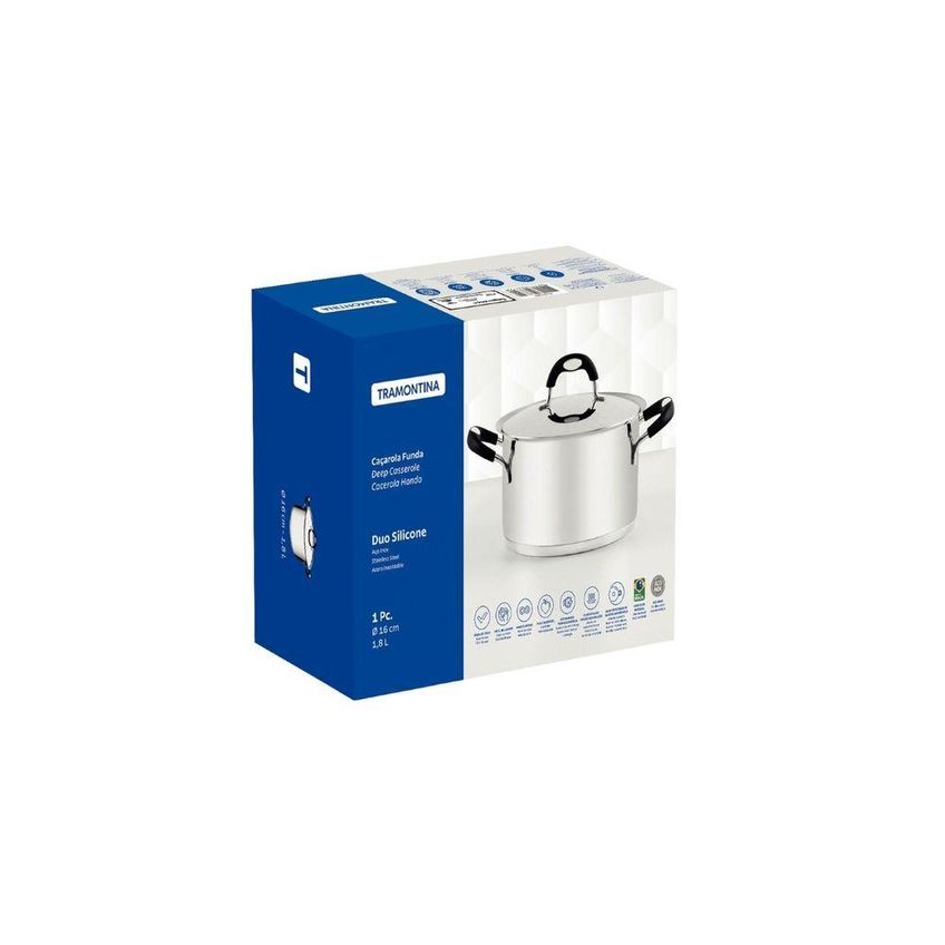 Caçarola Duo Silicone Aço Inox 1,8l Fundo Triplo Tramontina - imagem 3