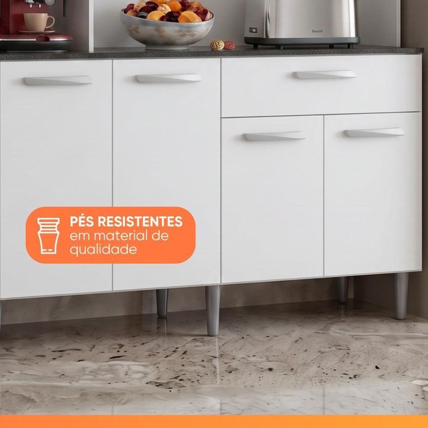 Armário De Cozinha Completa 12 Portas 1 Gaveta Bia Mdp 180cm Branco Poliman Móveis - imagem 4