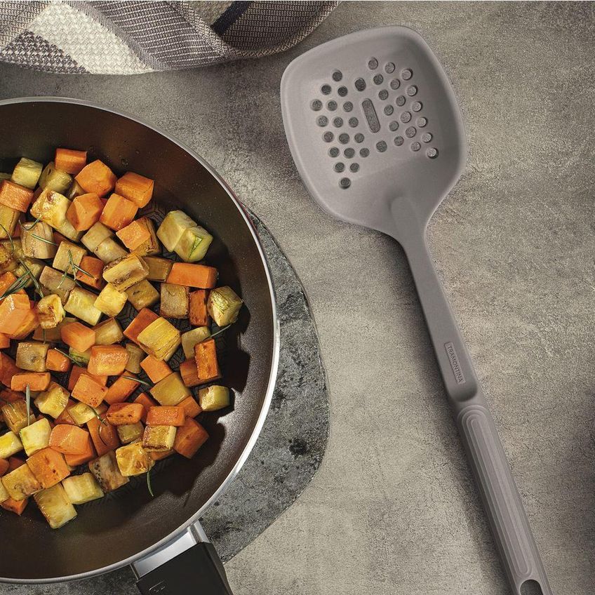 Escumadeira Softta Silicone Proteção Antiaderente Cozinha Cinza Tramontina - imagem 3