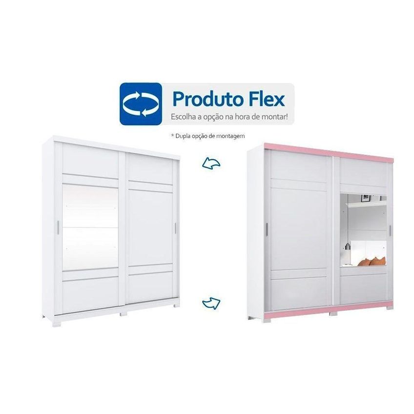 Guarda Roupa Casal Verg 2 Portas De Correr 3 Gavetas Mdf-mdp Branco Moveis Henn - imagem 3