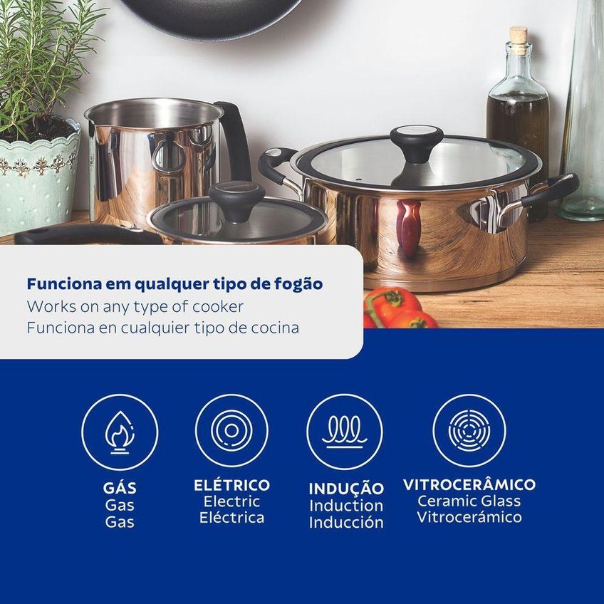Jogo De Panelas Solar Silicone Aço Inox Fundo Triplo 5 Peças Tramontina - imagem 4