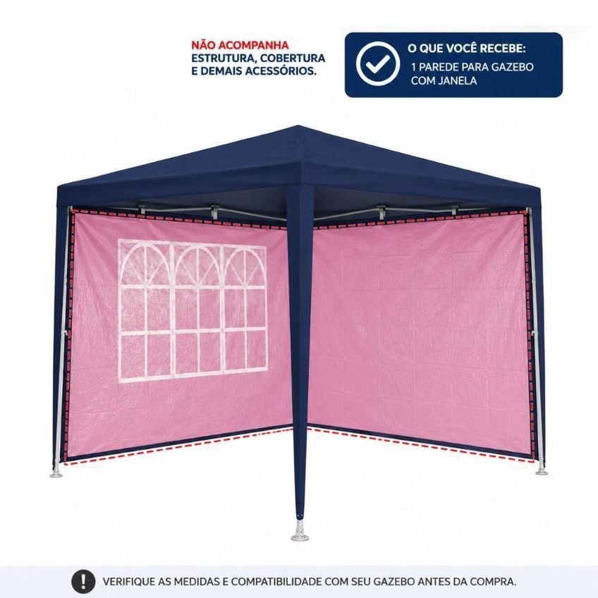 Parede Para Gazebo Oxford Com Abertura Transparente Para Azul 3m X 3m Mor - imagem 3