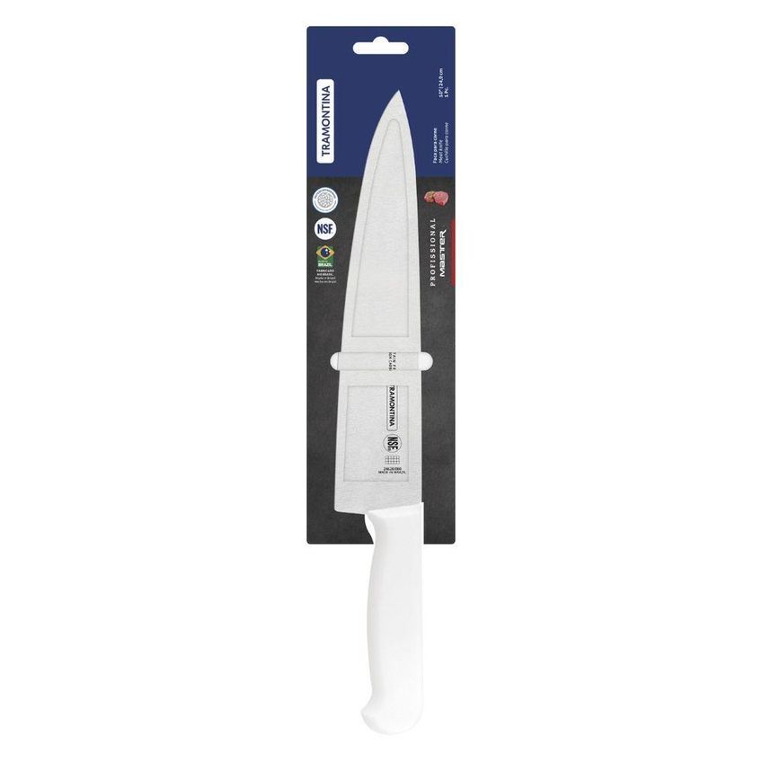 Faca Para Carne Profissional Master Aço Inox Cabo Polipropileno Antimicrobiano Branco Tramontina - imagem 4