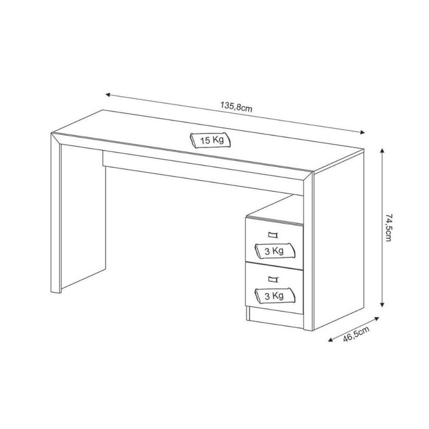 Mesa Para Computador ME4130 2 Gavetas MDP 135,8cm Branco Tecno Mobili - imagem 3