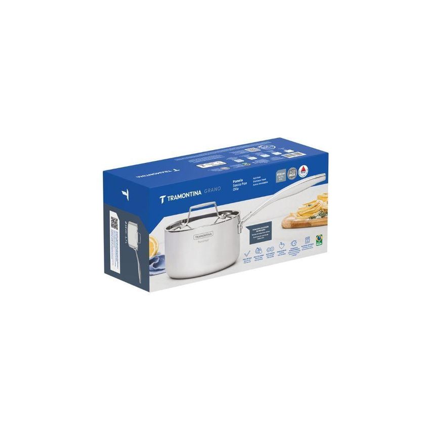 Panela Grano Aço Inox Corpo Triplo Indução Cozinha Tramontina 1,7l - imagem 5