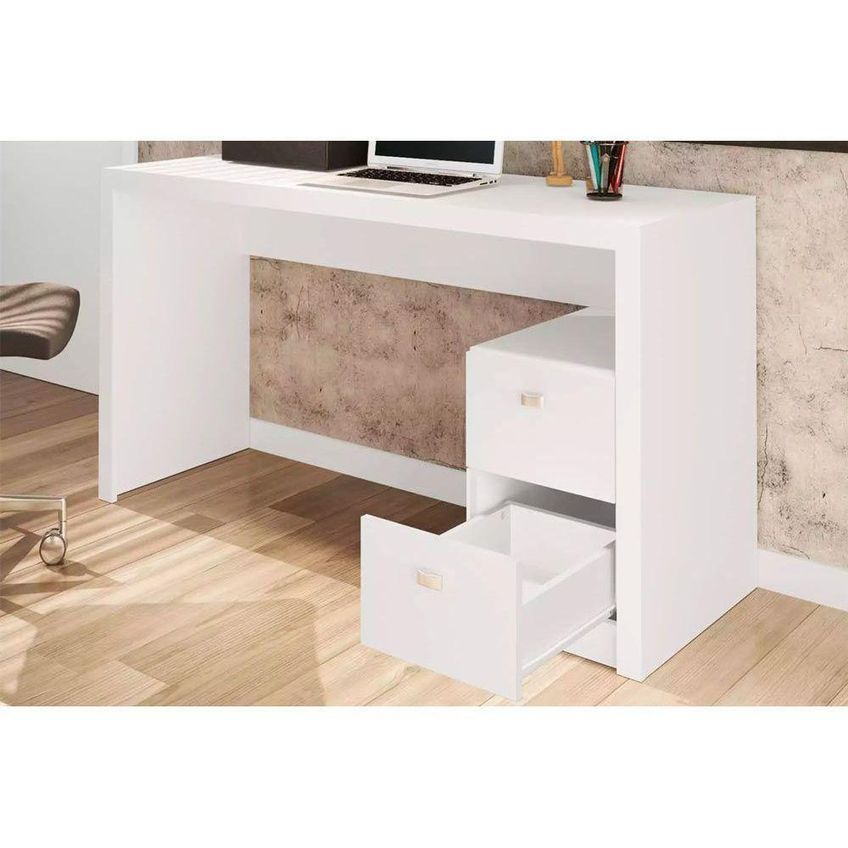 Mesa Para Computador ME4130 2 Gavetas MDP 135,8cm Branco Tecno Mobili - imagem 5