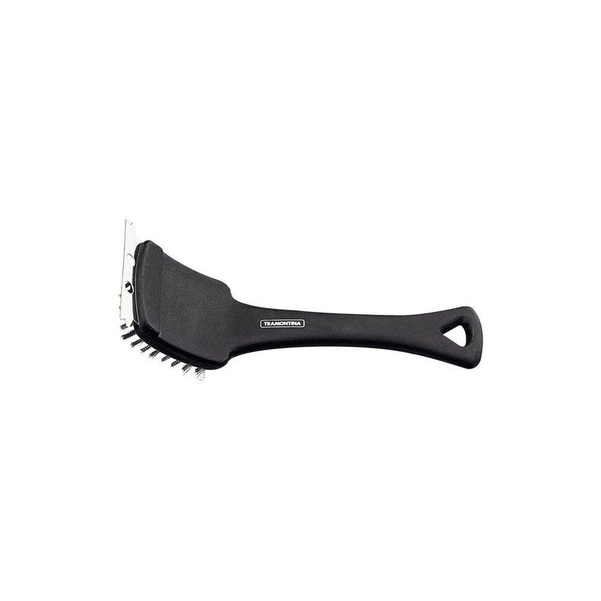 Escova Para Churrasco Cerdas Aço Inox Cabo Polipropileno Limpeza Grelhas Preto Tramontina - imagem 3