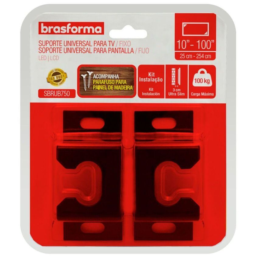 Suporte Fixo Universal Para TV Brasforma SBRUB750 Compatível VESA Para TVs De 10 A 100 Polegadas - imagem 4