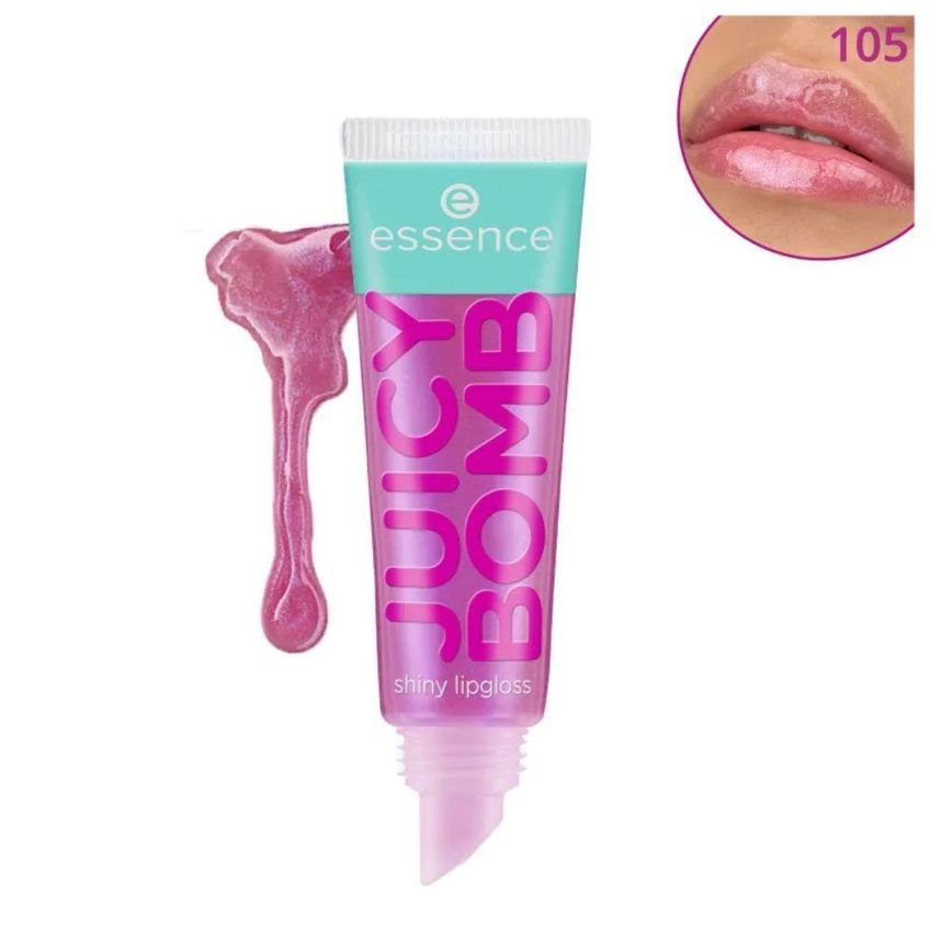Gloss Labial Juicy Bomb Shiny Lipgloss Acabamento Ultra-glossy Rosa Essence 10ml - imagem 3