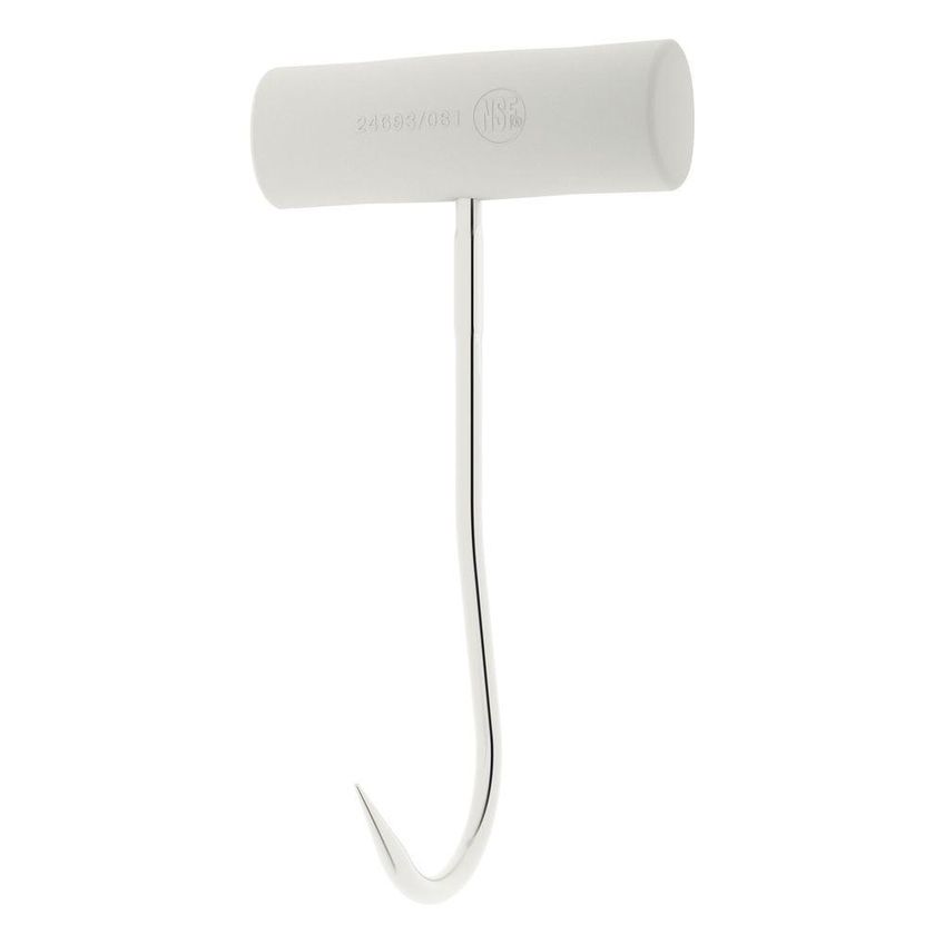 Gancho Central Profissional Master Para Carnes Aço Inox Cabo Polipropileno Antimicrobiano Branco - imagem 3