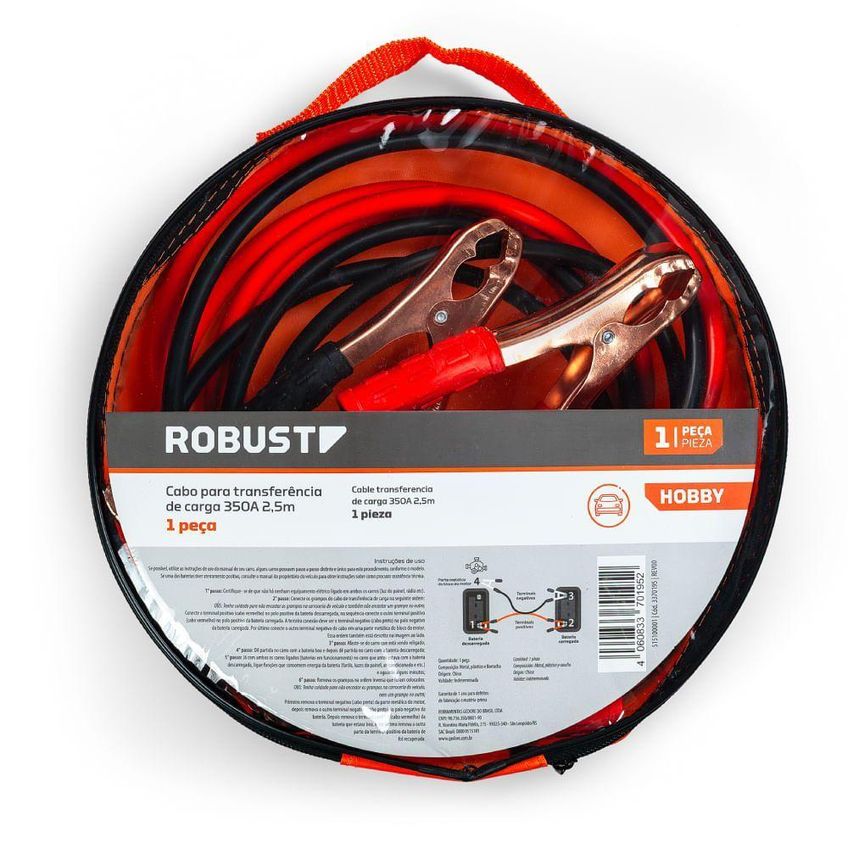 Cabo Para Transferência De Carga Automotivo 350A 2,5M S15100001 3370195 Bolsa Preto Robust - imagem 3