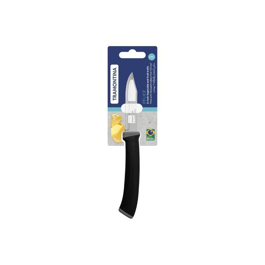 Faca Para Legumes E Frutas Felice Aço Inox Cabo Polipropileno Preto Cozinha Tramontina 3 Polegadas - imagem 3