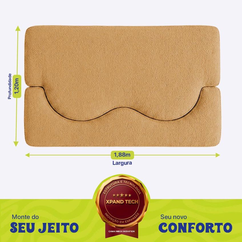 Sofá Cama Bolge 1,88m Xpand Tech Tecido Bouclê Caramelo Cama Inbox - imagem 4
