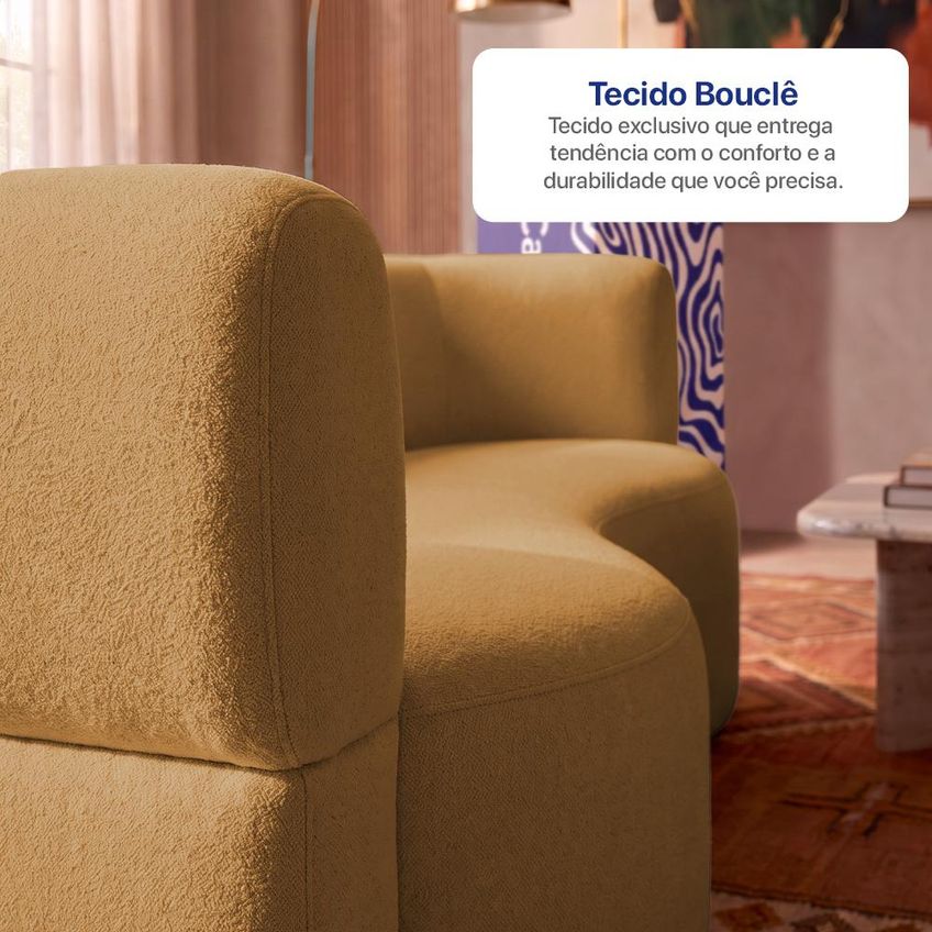 Sofá Cama Bolge 1,88m Xpand Tech Tecido Bouclê Caramelo Cama Inbox - imagem 5