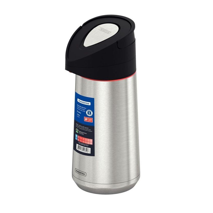 Garrafa Térmica Exata Aço Inox Sistema Corta Pingos Alça Embutida Uso Diário Tramontina 1,4l - imagem 5