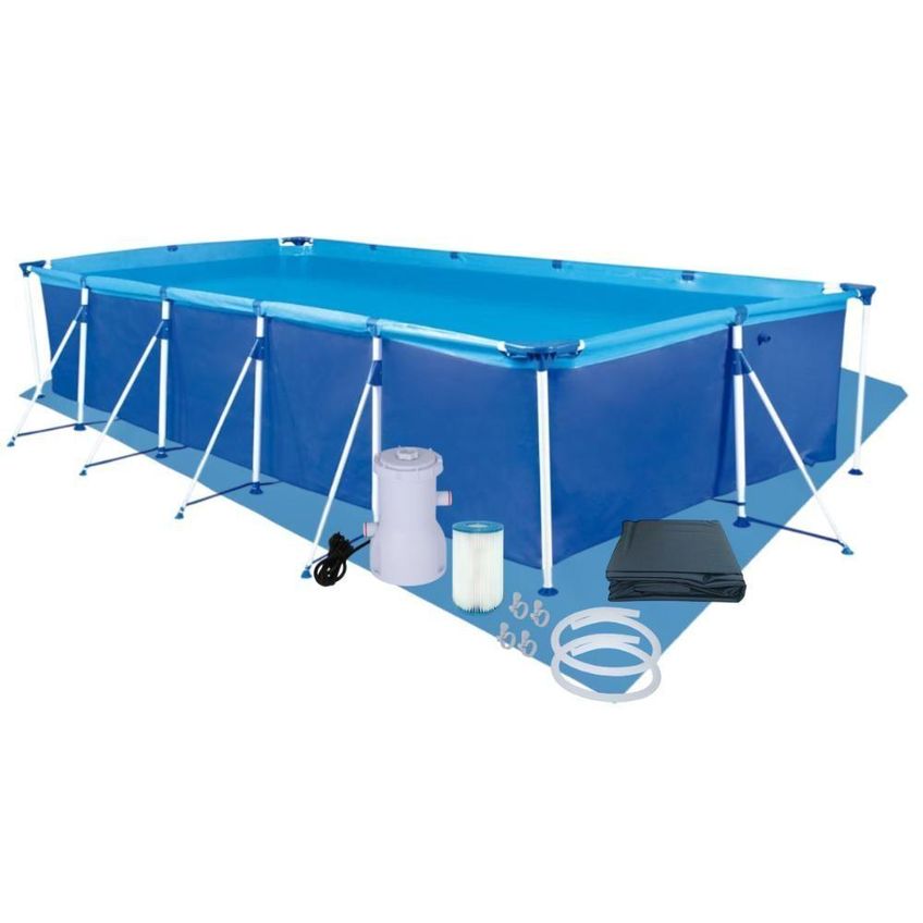 Piscina Estruturada Estrutural Retangular PVC Aço Premium Azul Mor 7600L Filtro Bomba 2200L-H 220V - imagem 3