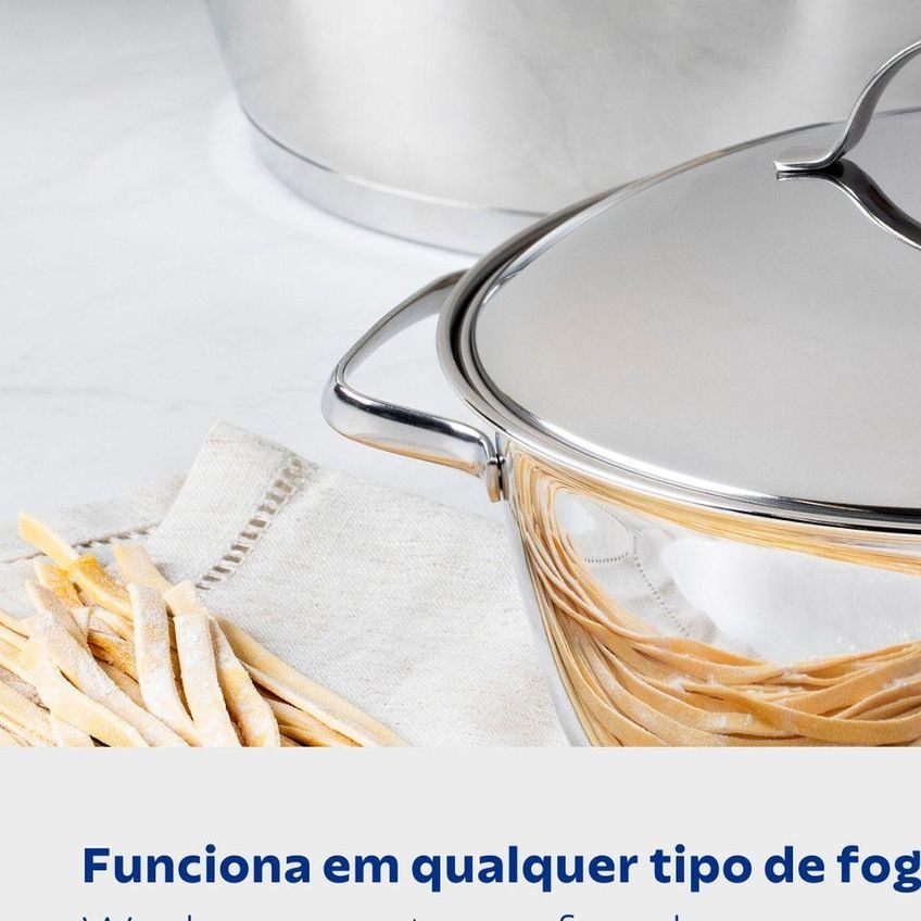 Caçarola Allegra Rasa Aço Inox Fundo Triplo 4,2L Tramontina - imagem 3