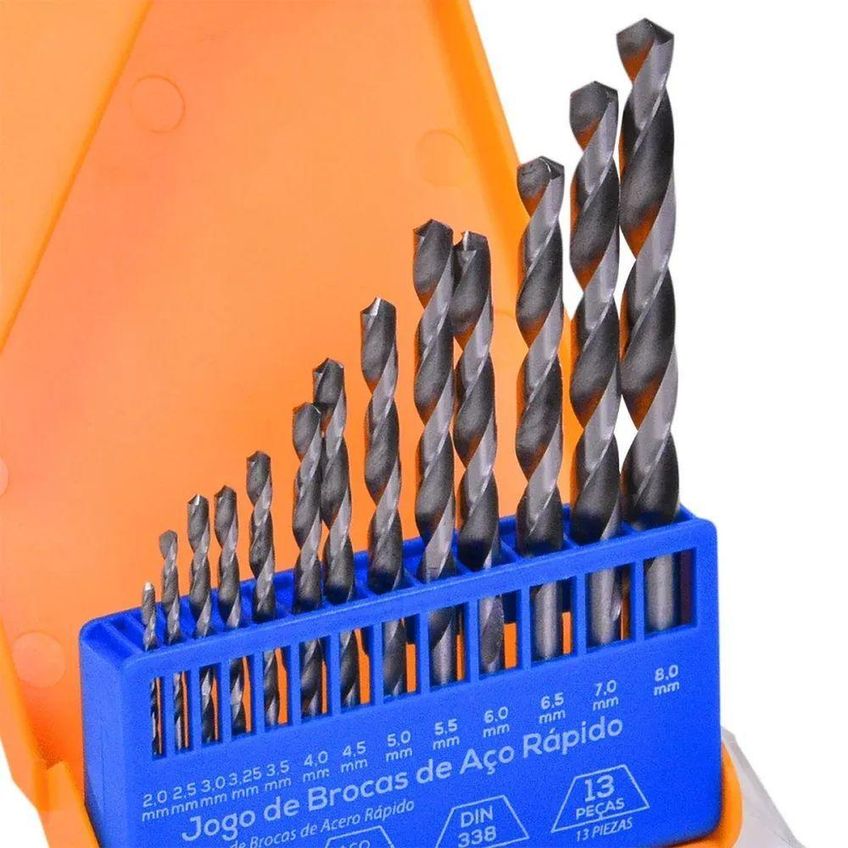 Jogo De Brocas Aço Rápido M2 13 Peças 2mm A 8mm Para Metais Com Estojo Organizador Kala - imagem 2