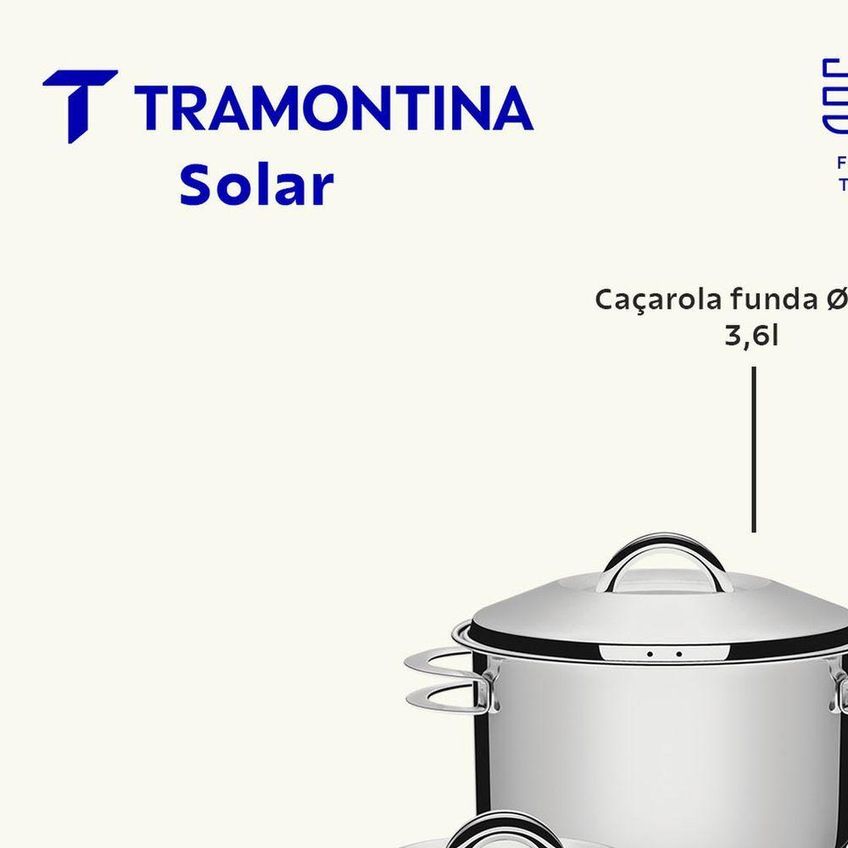 Jogo De Panelas Solar Aço Inox Fundo Triplo 4 Peças Tramontina Compatível Fogão Gás Elétrico - imagem 4