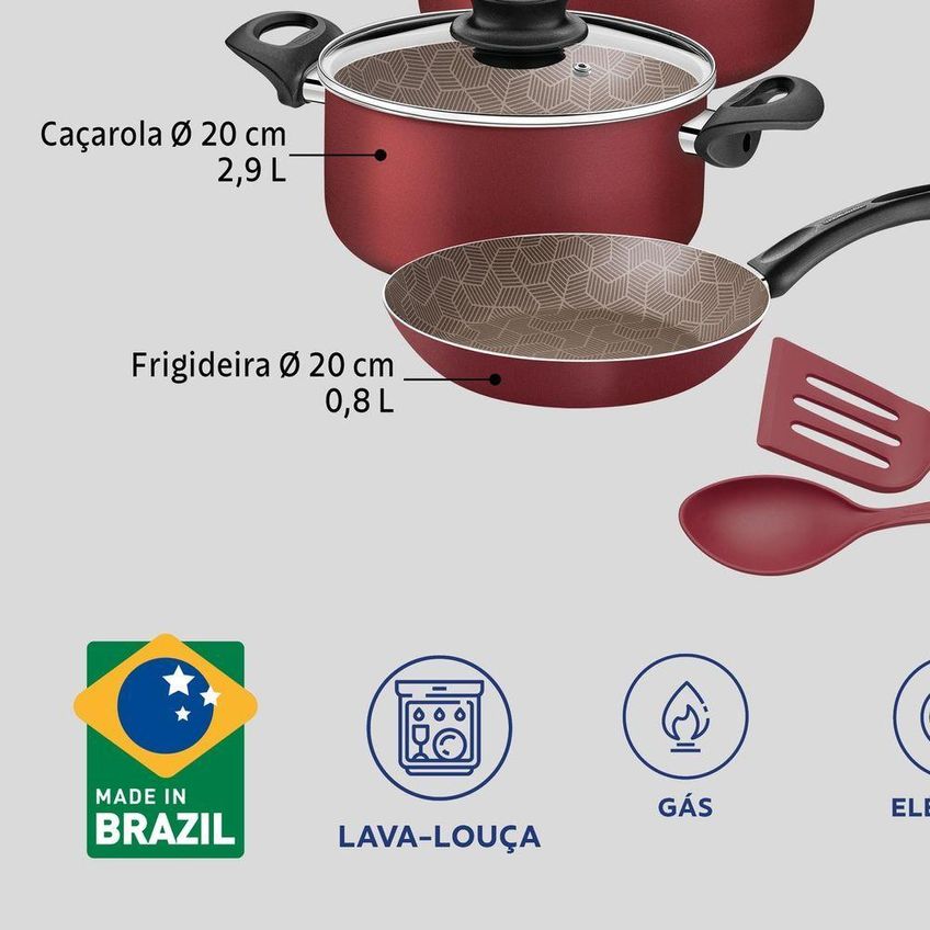 Jogo De Panelas Paris Alumínio Com Revestimento Antiaderente Starflon Max 10 Peças Tramontina - imagem 3