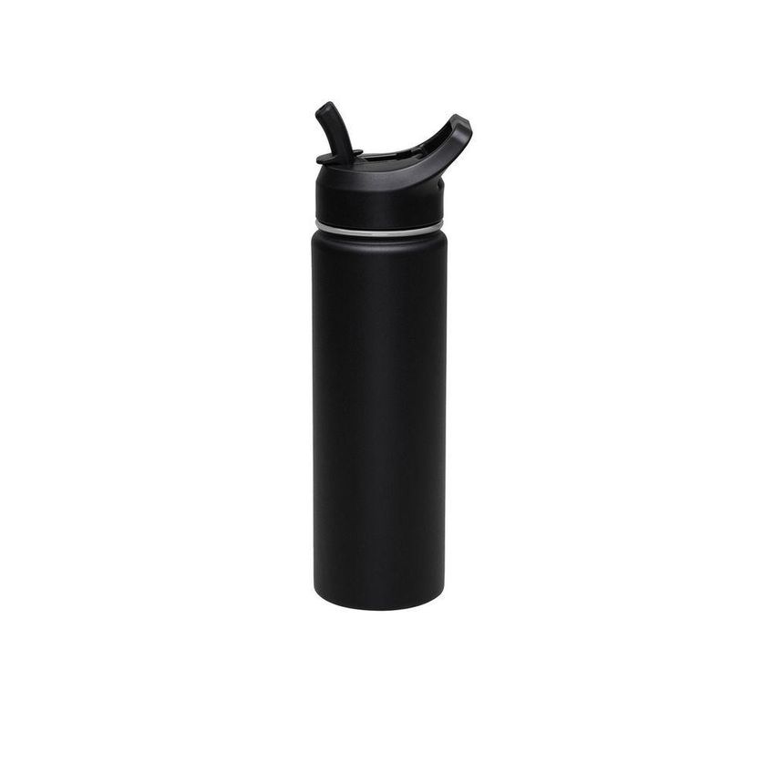 Garrafa Térmica Com Canudo Parede Dupla Isolada A Vácuo Aço Revestido Preta 650ml Tramontina - imagem 3