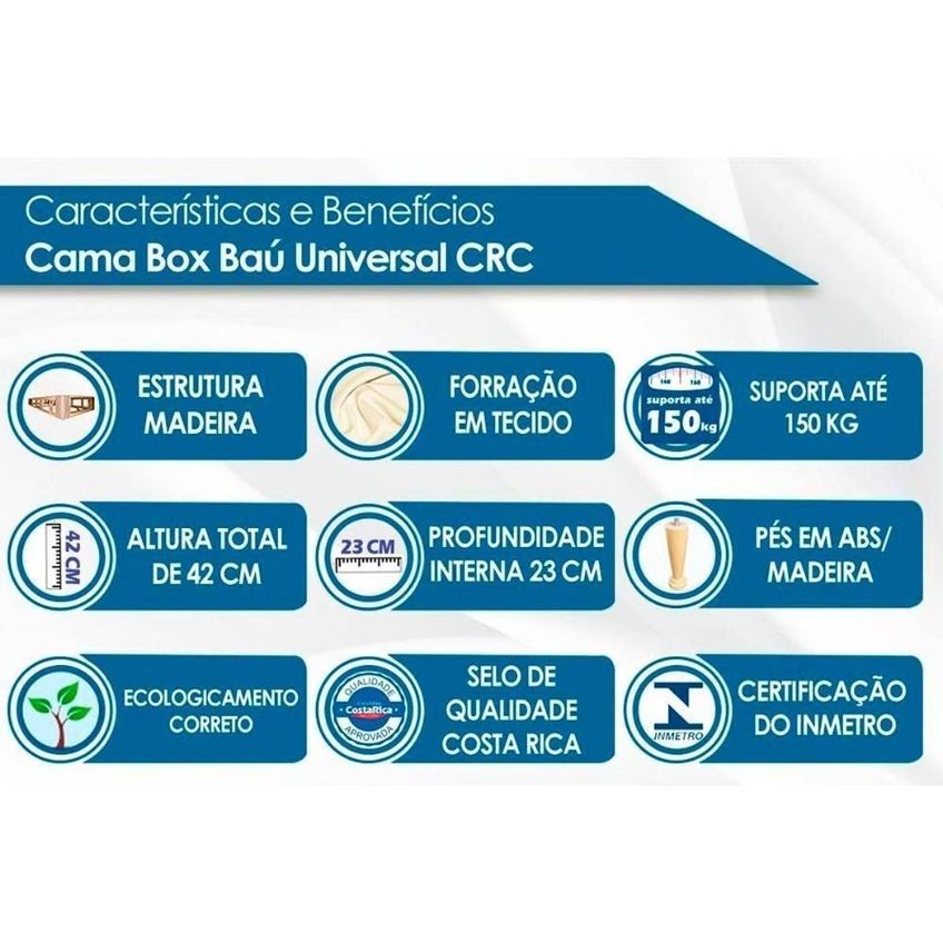 Cama Box Com Baú Solteiro CRC Suede Marrom Colchão Espuma D33 Tech1500 Probel - imagem 3