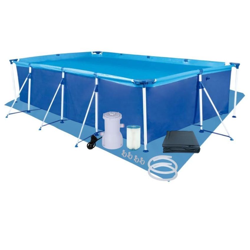 Piscina Estruturada 5000 Litros Retangular PVC Estrutura Aço Premium Azul Mor 5000L 127V - imagem 4