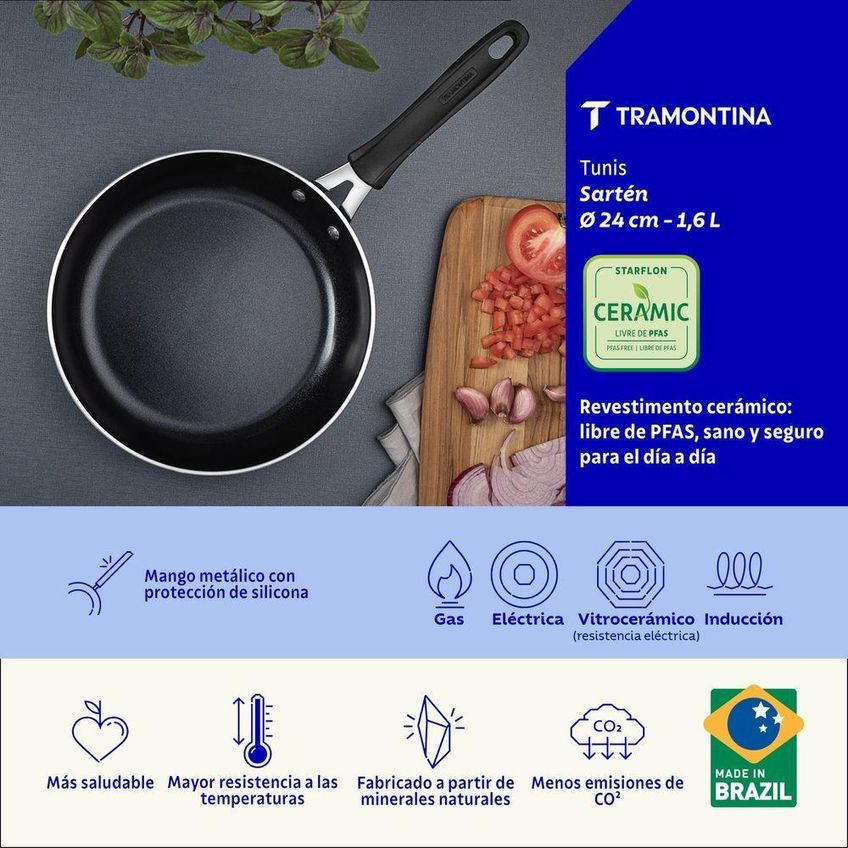 Frigideira Tunis Alumínio Cerâmico 24cm 1,6l Tramontina - imagem 5