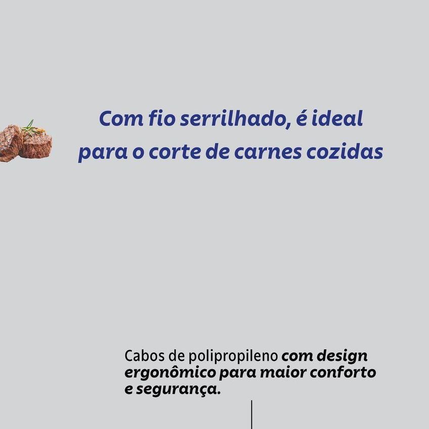 Faca Para Churrasco Felice Aço Inox Cabo Polipropileno Preto Uso Cozinha Tramontina - imagem 3