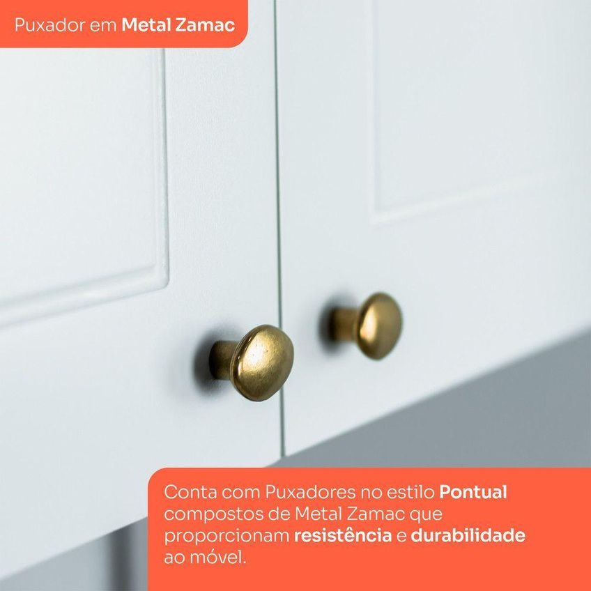 Cozinha Compacta 2 Peças Americana 5 Portas 3 Gavetas 100% MDF Branco - imagem 4