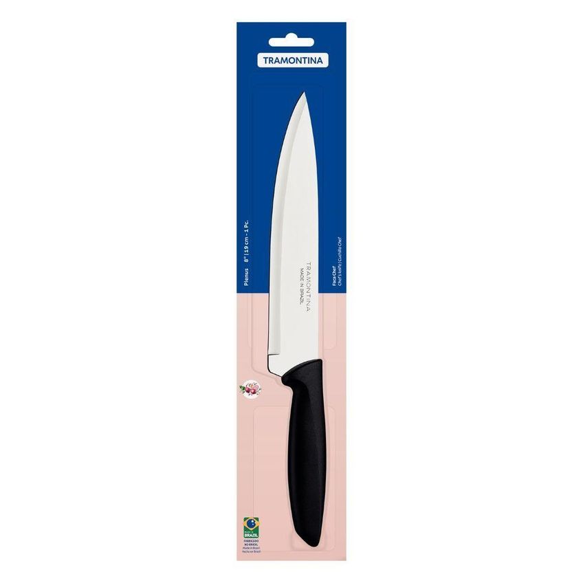 Faca Chef Plenus Corte Diário Aço Inox Cabo Polipropileno Cozinha Preto Tramontina - imagem 3