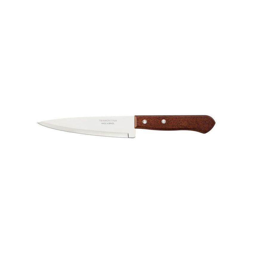 Faca Peixeira Dynamic Cozinha Aço Inox Cabo Madeira Natural Carnes Vegetais Tramontina - imagem 5