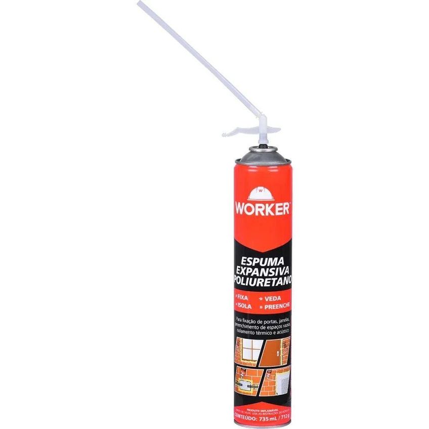 Espuma Expansiva Poliuretano PU Vedacao Isolamento Termico Acustico Worker 735ml 712g - imagem 3