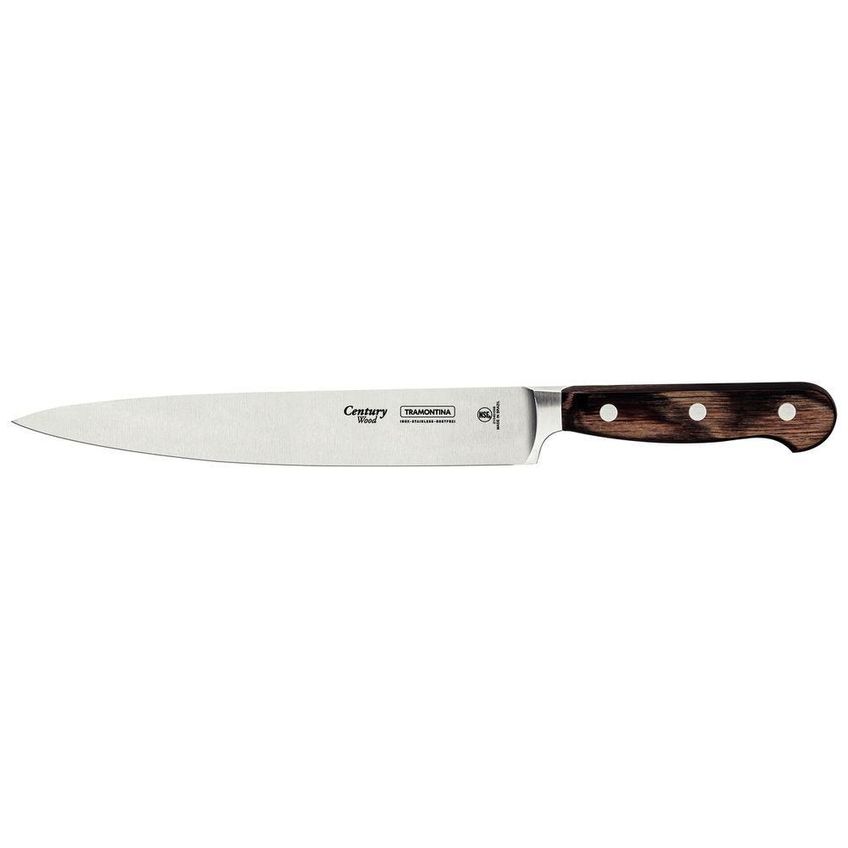 Faca Utility Century Wood Corte Profissional Aço Inox Cabo Madeira Tratada Tramontina - imagem 3