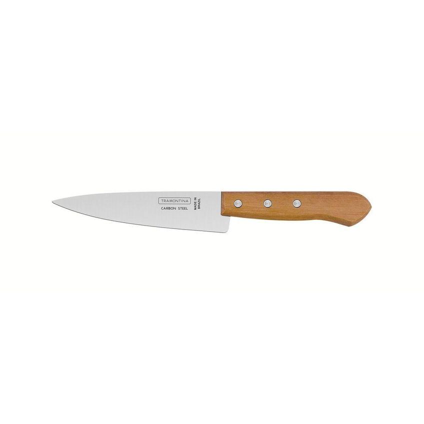 Faca Peixeira Cozinha Aço Carbono 6 Polegadas Cabo Madeira Corte Carnes Legumes Tramontina - imagem 3