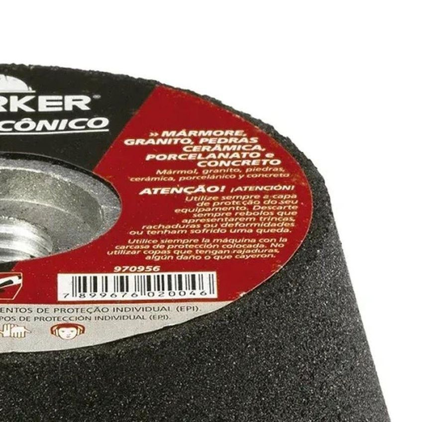 Rebolo Copo Cônico 4 Polegadas Grão 60 Rosca M14 Para Desbaste De Mármore Granito Concreto Worker - imagem 3