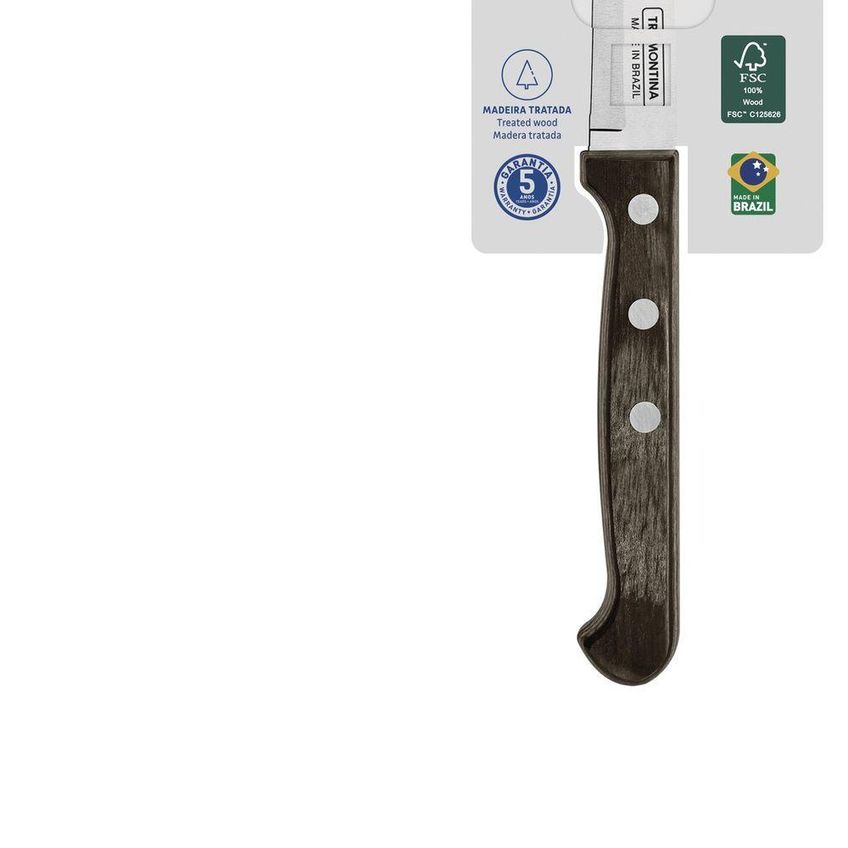 Faca Para Legumes E Frutas Polywood Lâmina Aço Inox Cabo Madeira Tratada 3 Polegadas Tramontina - imagem 3