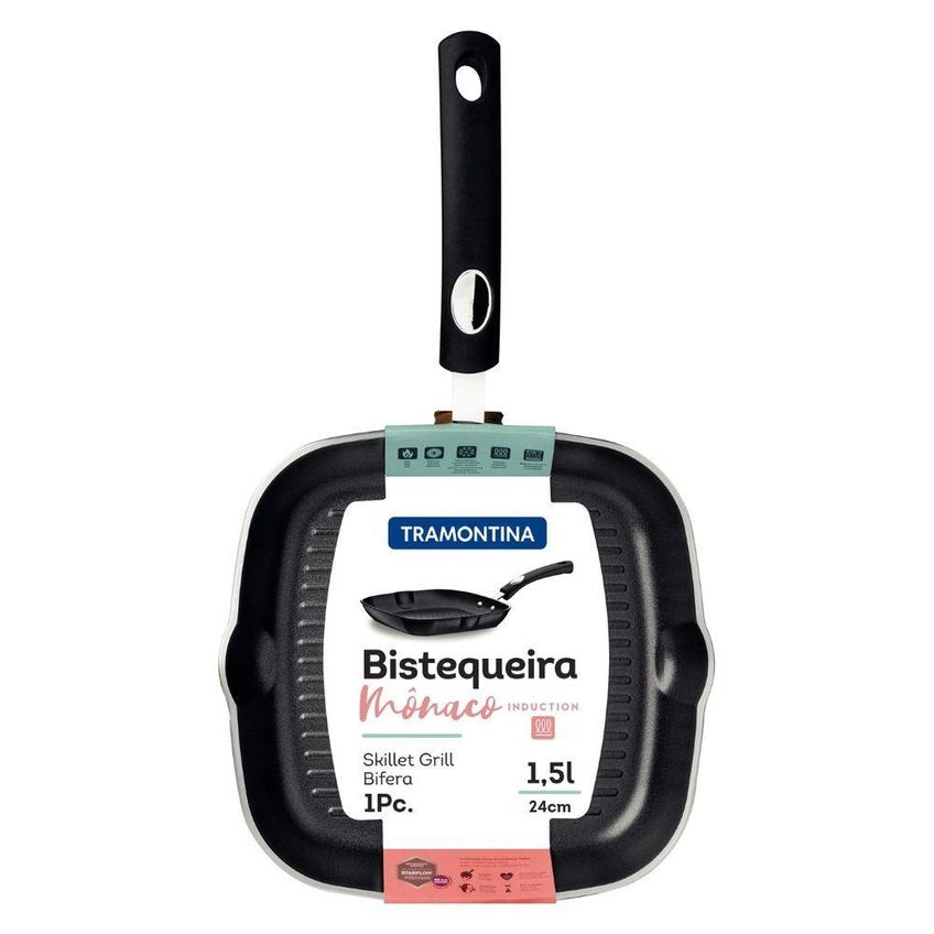 Bistequeira Mônaco Induction Alumínio Antiaderente Starflon Premium 24cm 1,5l Tramontina - imagem 3