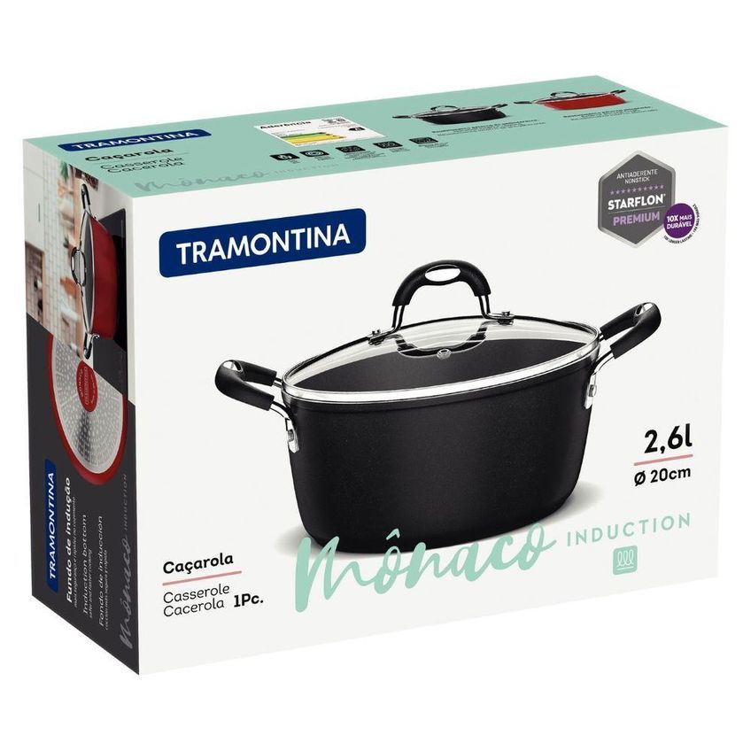 Caçarola Mônaco Induction 20cm 2,6l Alumínio Antiaderente Starflon Premium Tramontina - imagem 4