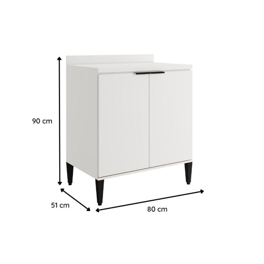 Balcão Alpha 2507 2 Portas C Tampo 80cm Freijó Off White Móveis Carraro - imagem 3