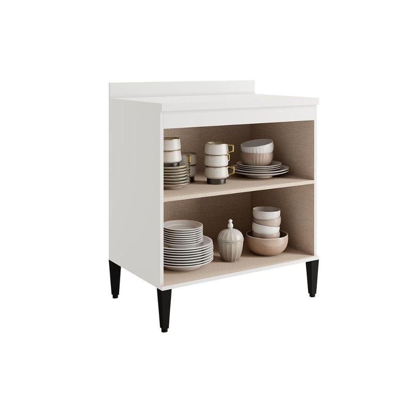 Balcão Alpha 2507 2 Portas C Tampo 80cm Freijó Off White Móveis Carraro - imagem 4