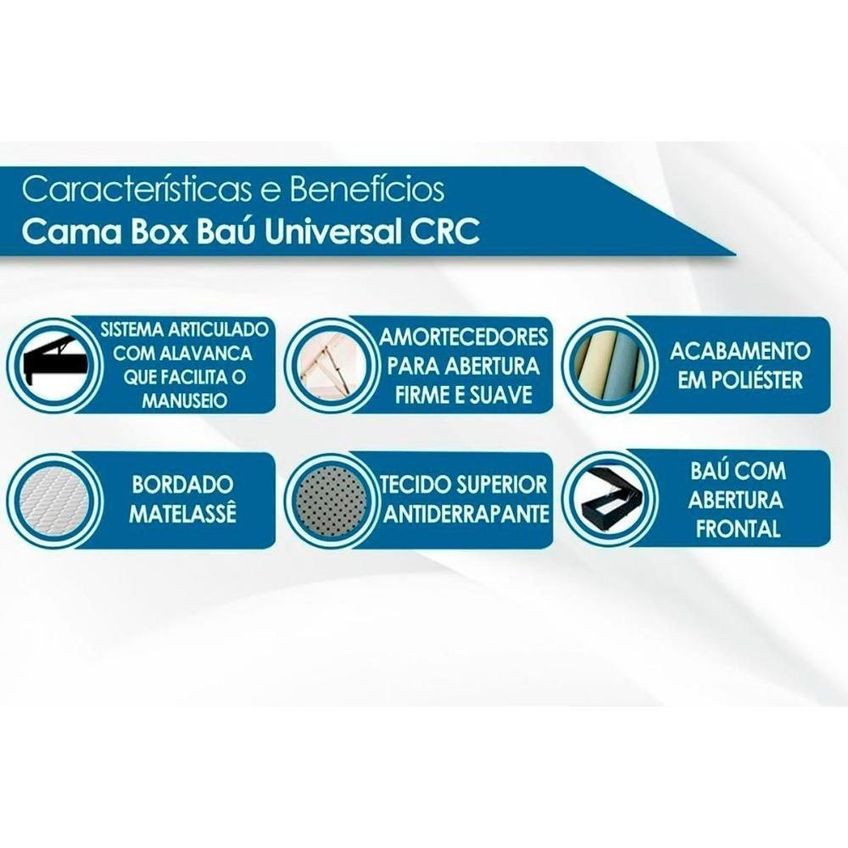 Cama Box Com Baú King Cama Box Baú Crc King Colchão D33 Tech1500 Marrom Probel - imagem 4