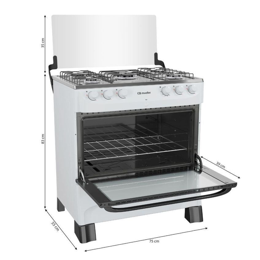 Fogão 5 Bocas Piso Gás Mueller Mfi5bb Mesa Inox Automático Branco Bivolt - imagem 3