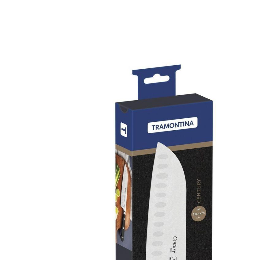 Faca Santoku Century Aço Inox Especial Forjado Cabo Policarbonato Fibra De Vidro Tramontina - imagem 3