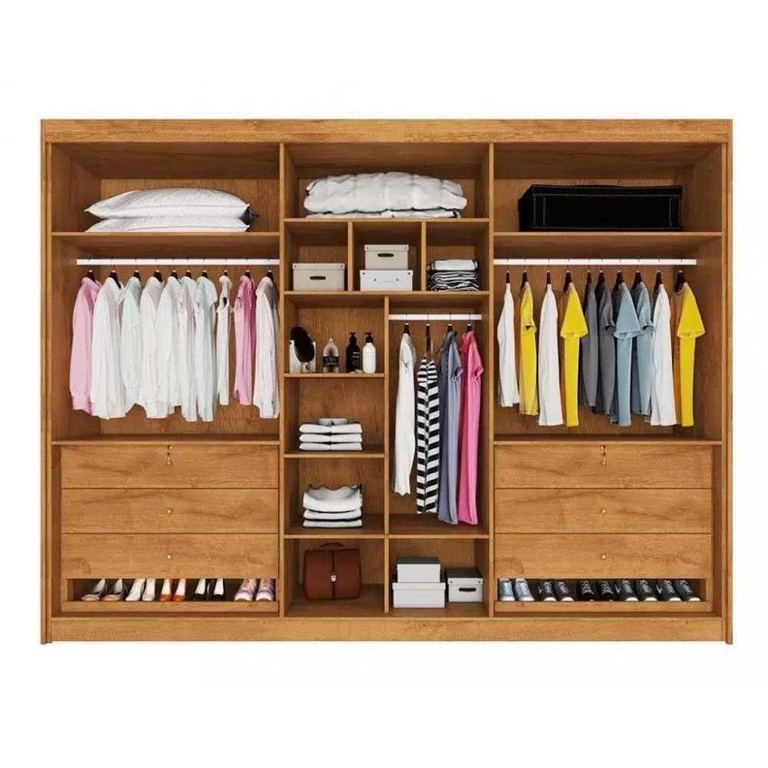 Guarda Roupa Casal Potente 6 Portas 6 Gavetas MDF Braúna-Off White Europa - imagem 3