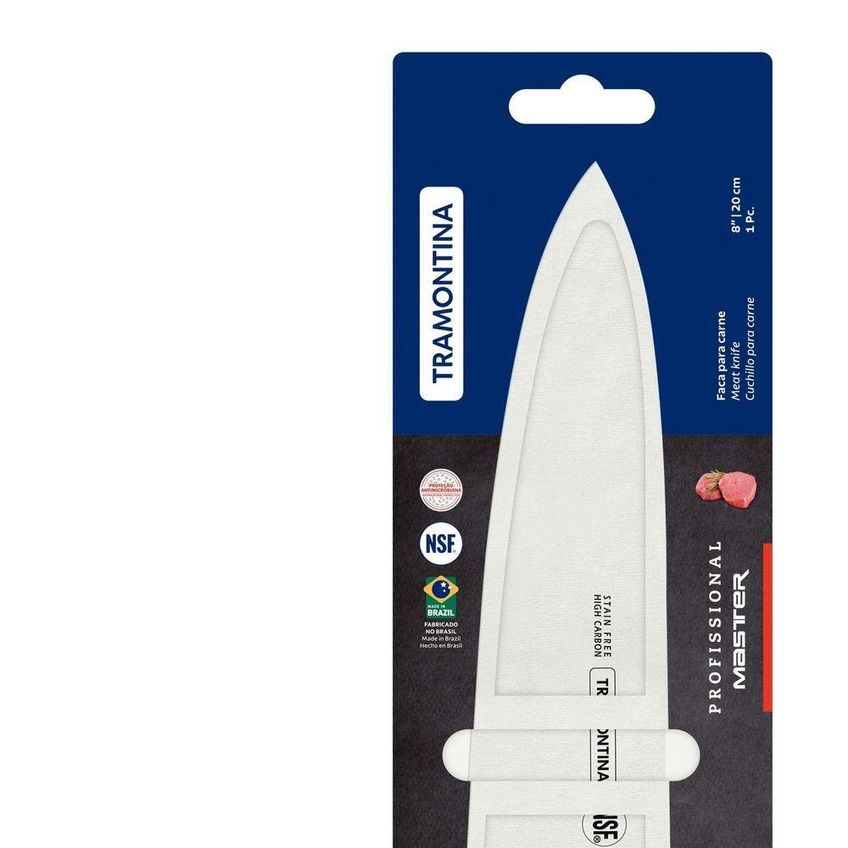 Faca Para Carne Profissional Master Corte Preciso Aço Inox Cabo Polipropileno Branco Tramontina - imagem 3