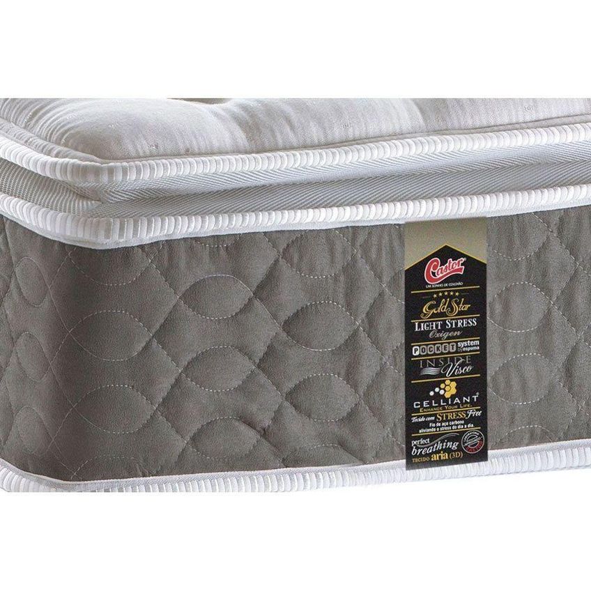 Cama Box Com Baú Casal Cama Box Baú CRC Light Plush Molas Ensacadas Euro Pillow Cinza - imagem 3