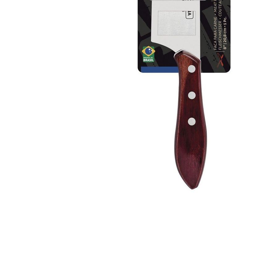 Faca Para Carne Polywood Corte Preciso Lâmina Aço Inox Cabo Madeira Tratada Vermelho Tramontina - imagem 3
